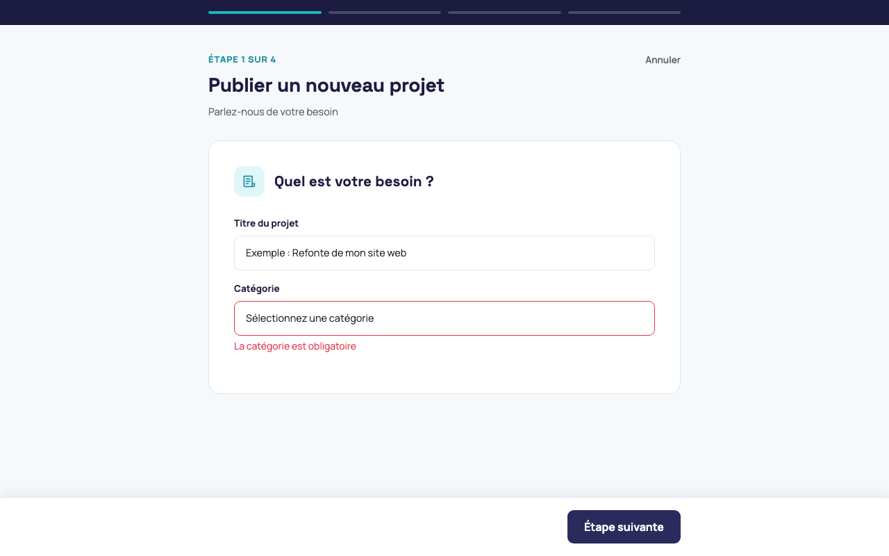 Étape validée avec le titre renseigné