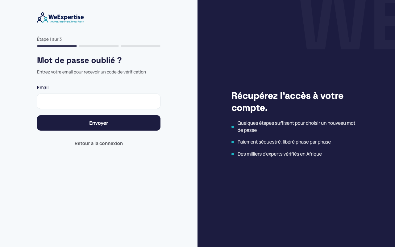 Formulaire de récupération de mot de passe